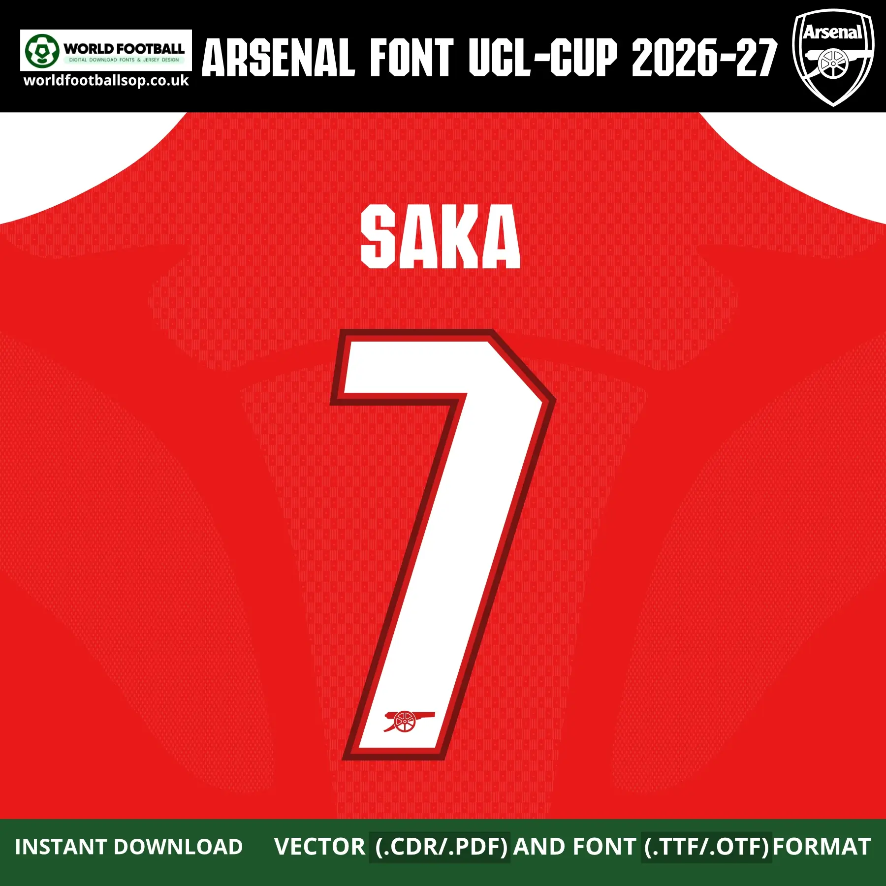 Arsenal Font UCL 2026-27 | TTF, OTF & Vector (CDR, PDF)