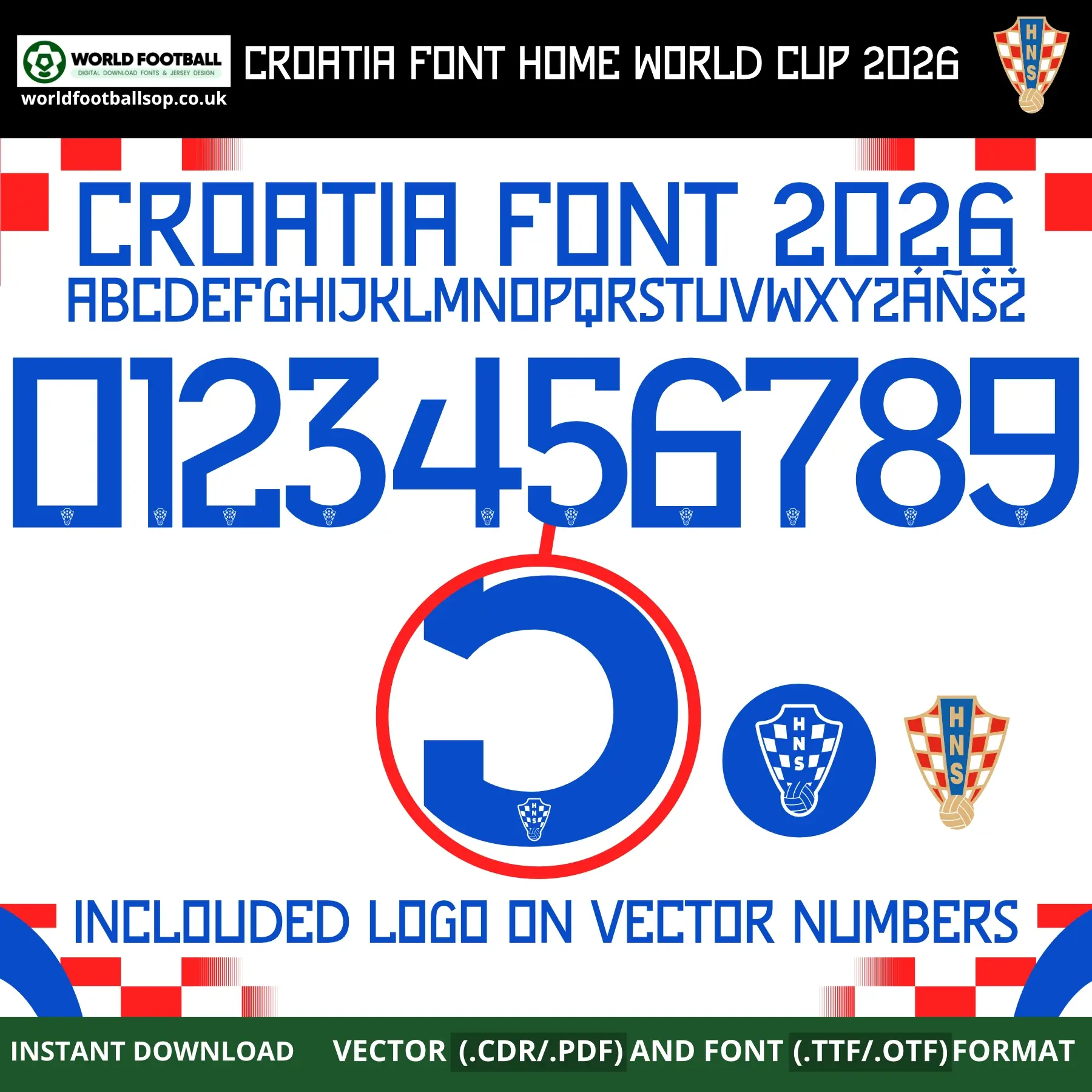 Croatia Home Font World Cup 2026 | TTF, OTF & Vector (CDR, PDF)