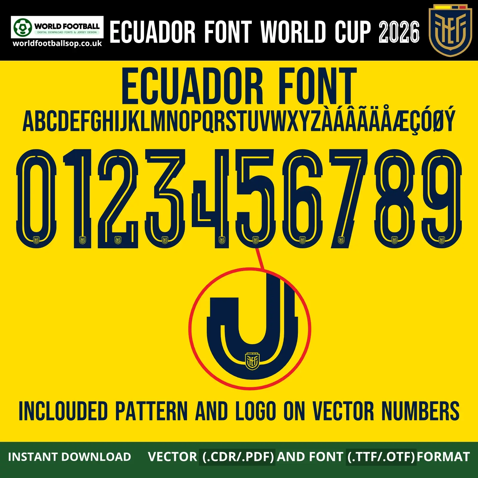 Ecuador Font World Cup 2026 | Home Kit | TTF, OTF & Vector (CDR, PDF)