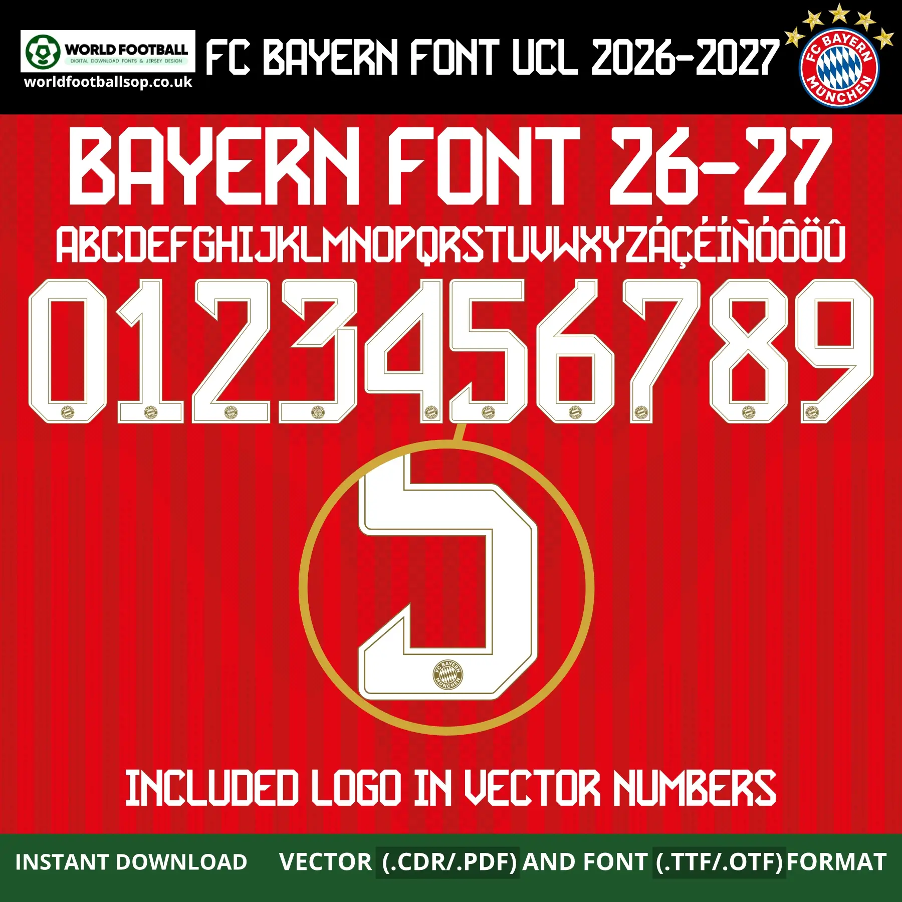 FC Bayern München Font UCL 2026-27 | TTF, OTF & Vector (CDR, PDF)