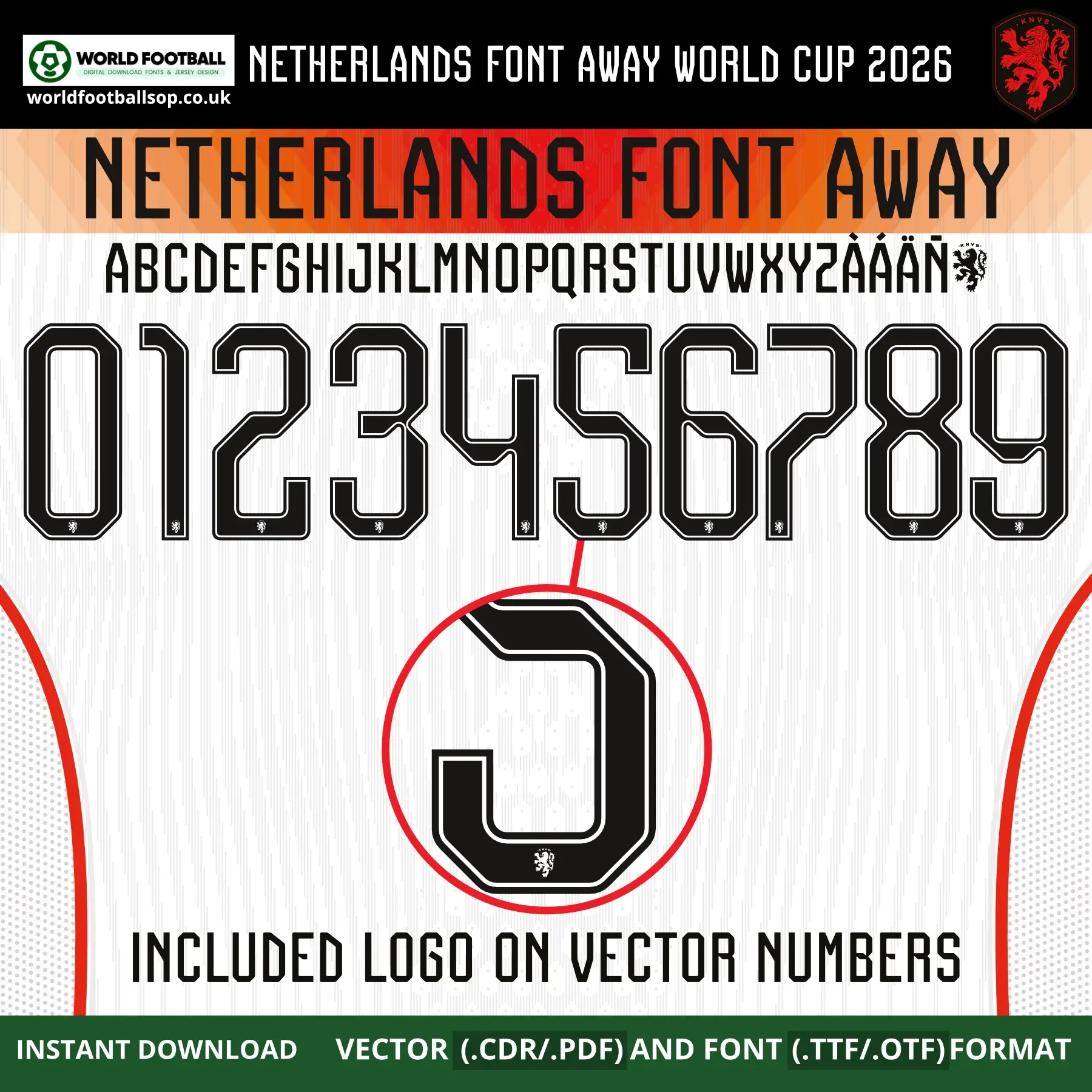 Netherlands Away Font World Cup 2026 | TTF, OTF & Vector (CDR, PDF)