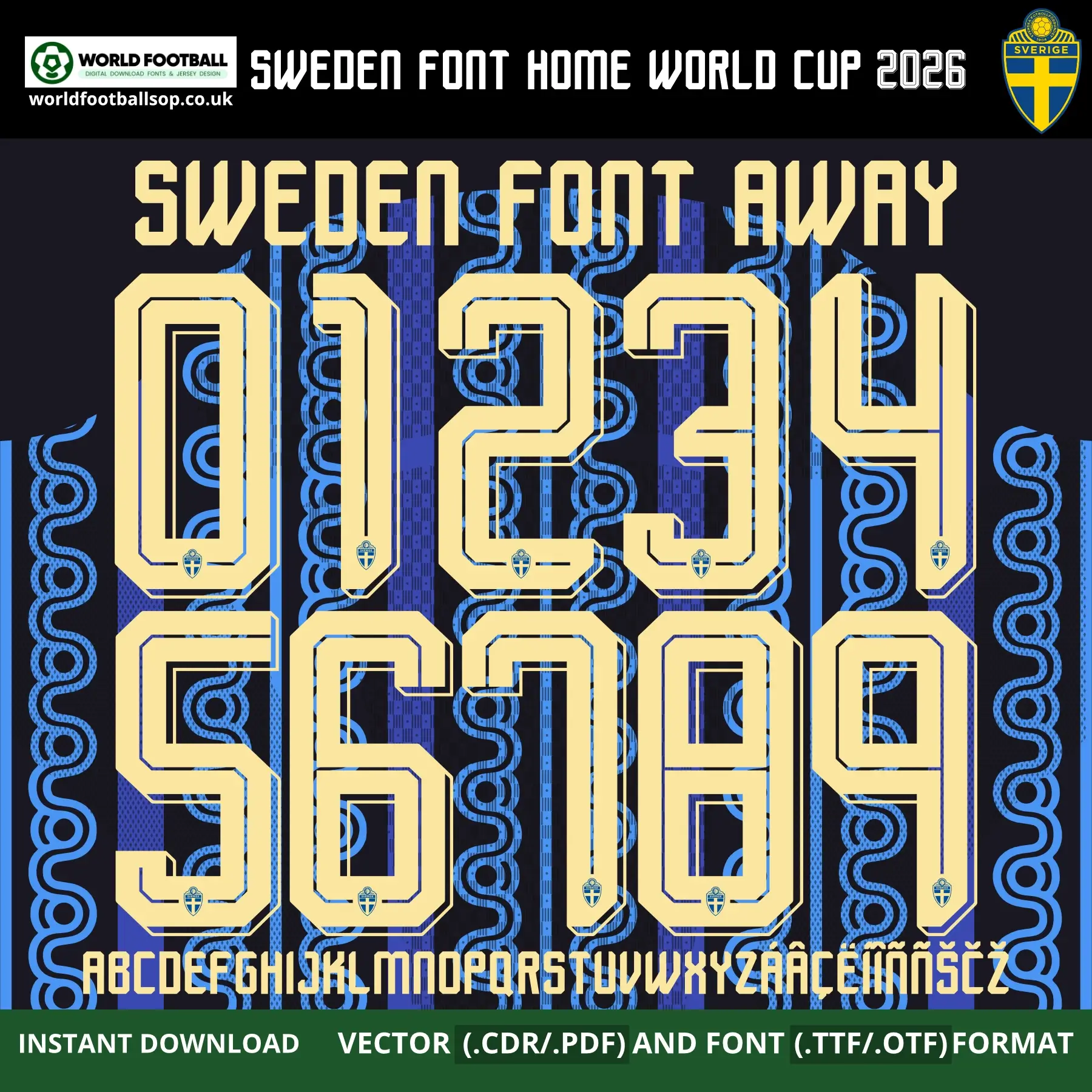 Sweden Away Font World Cup 2026 | TTF, OTF & Vector (CDR, PDF)
