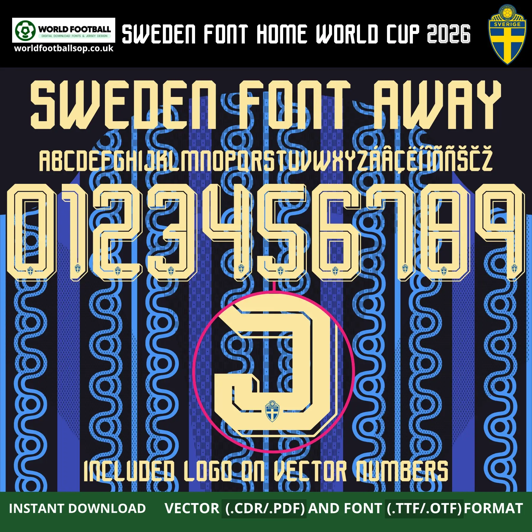 Sweden Away Font World Cup 2026 | TTF, OTF & Vector (CDR, PDF)