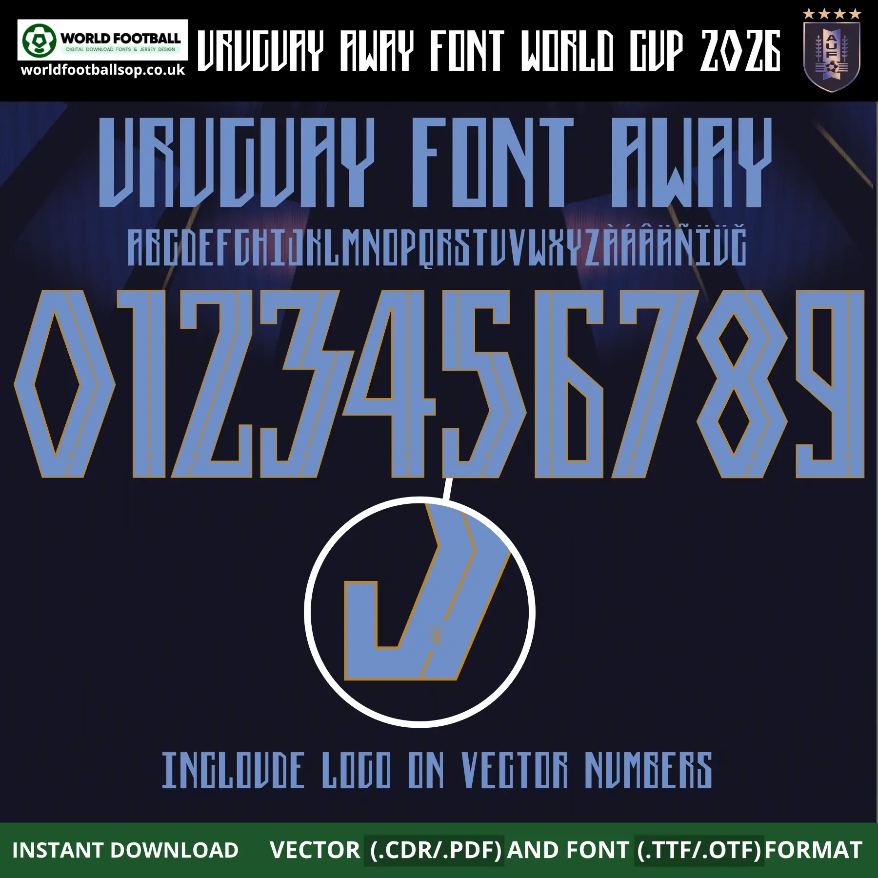 Uruguay Away Font World Cup 2026 | TTF, OTF & Vector (CDR, PDF)