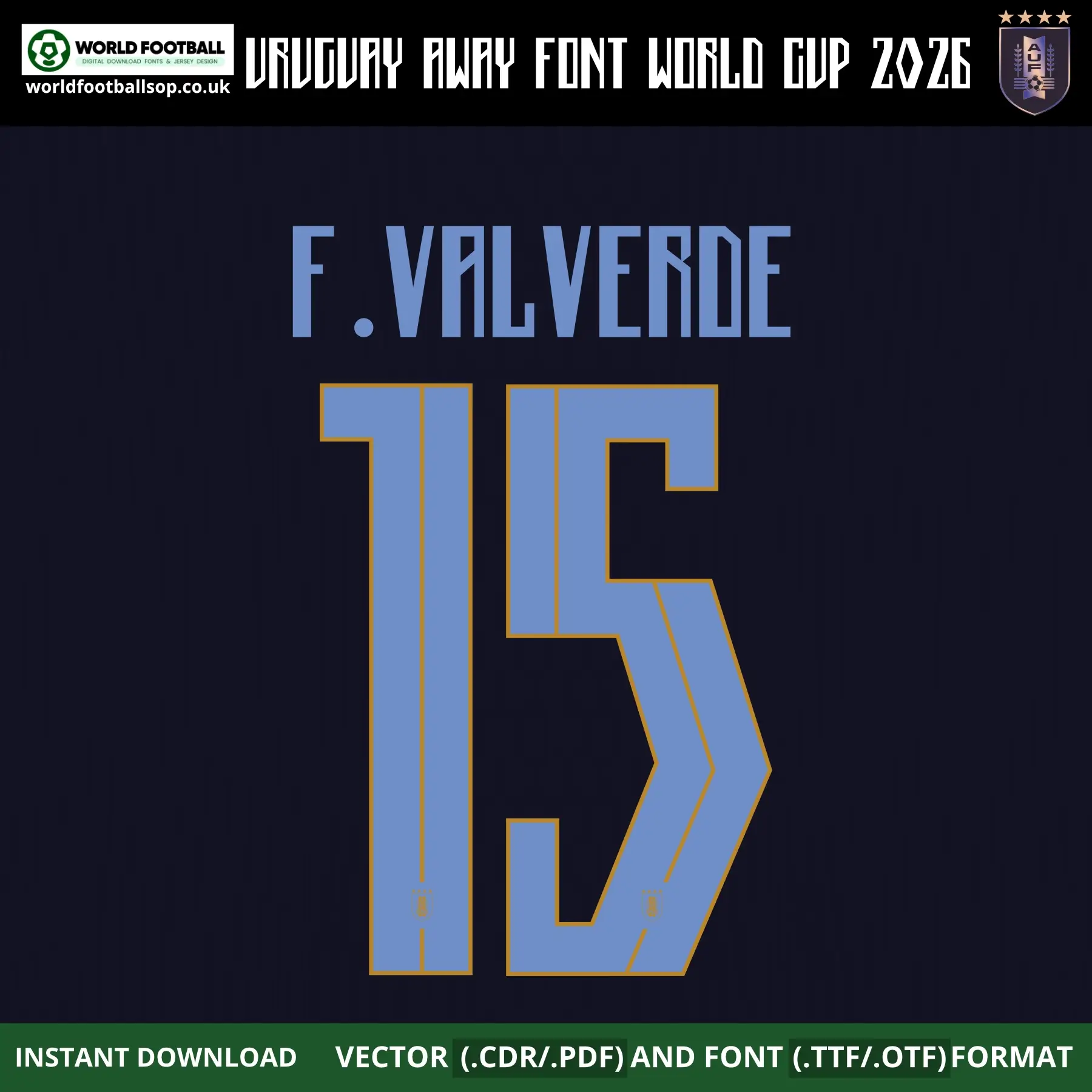 Uruguay Away Font World Cup 2026 | TTF, OTF & Vector (CDR, PDF)
