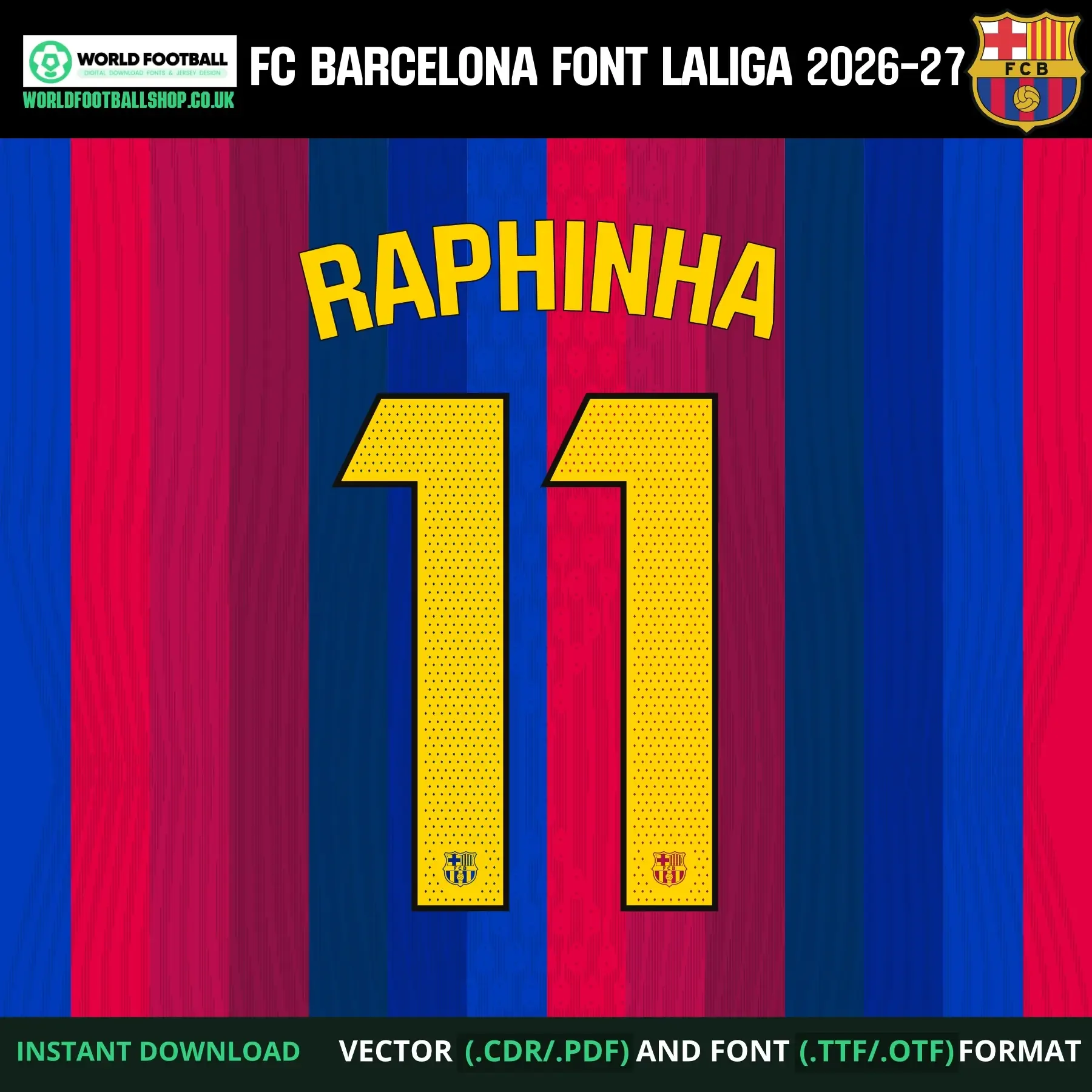 Barcelona 2026-27 Football Font Vector LaLiga