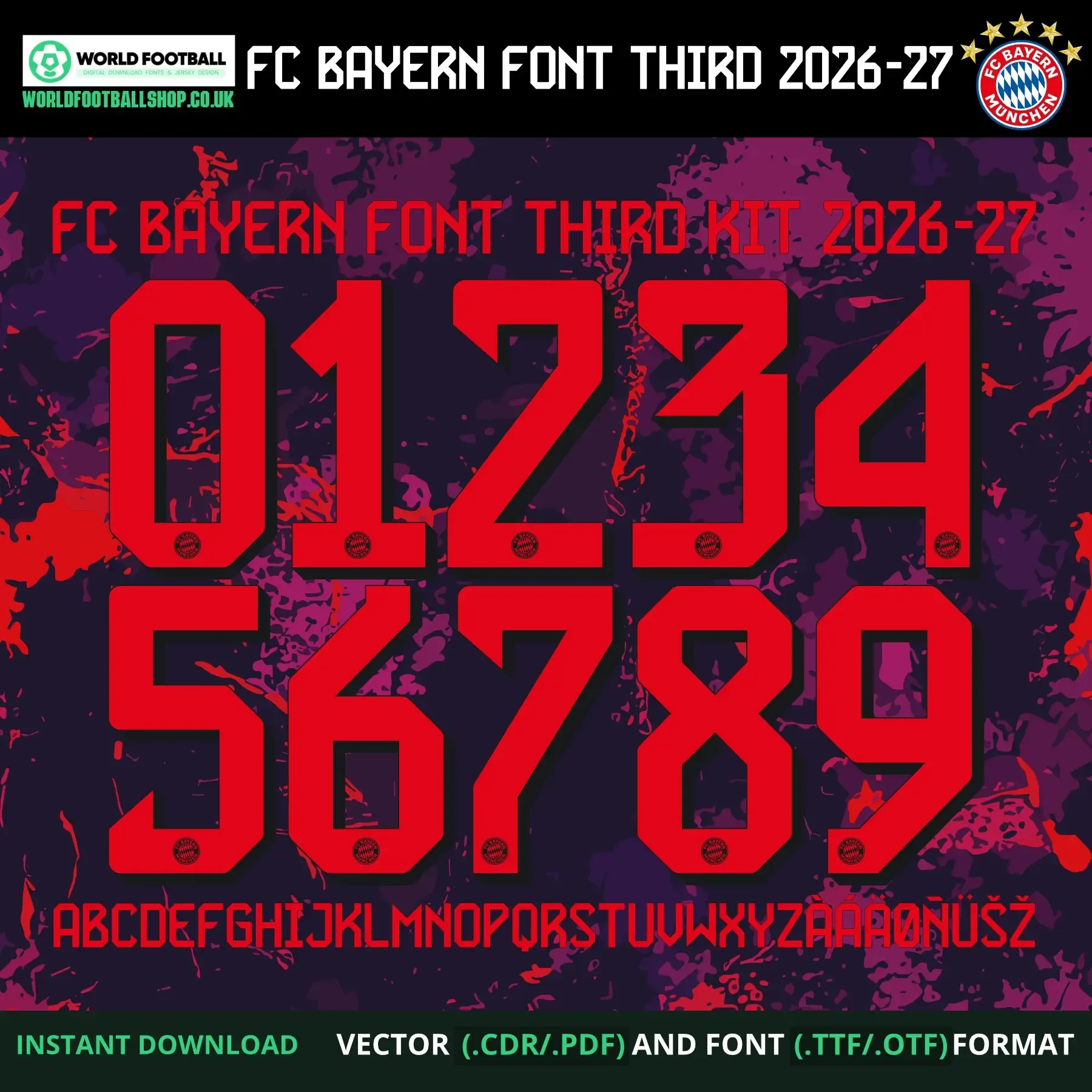 FC Bayern 2026-27 Football Font Vector Third