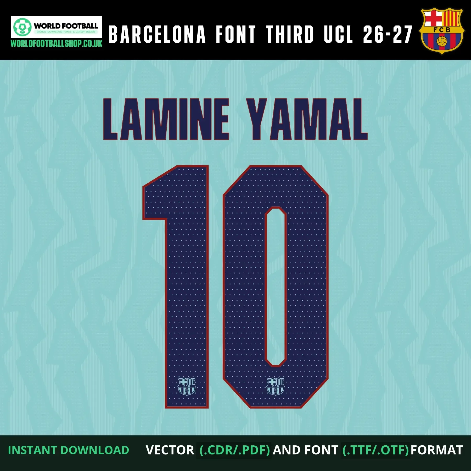 FC Barcelona Font Third UCL 2026-27 | TTF, OTF & Vector (AI, CDR, EPS, PDF, SVG)