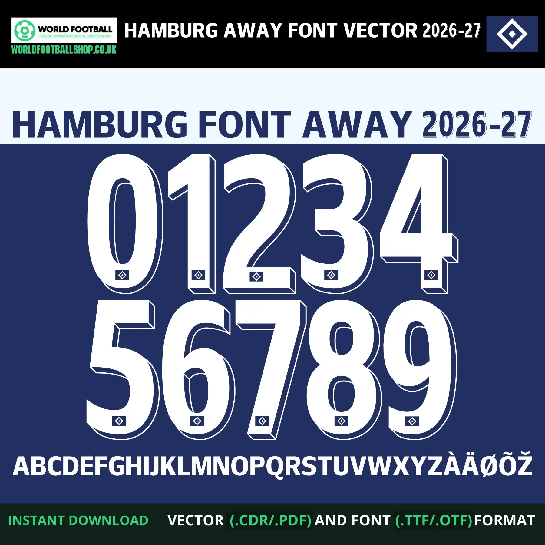 Hamburg 2026-27 Football Font Vector Away