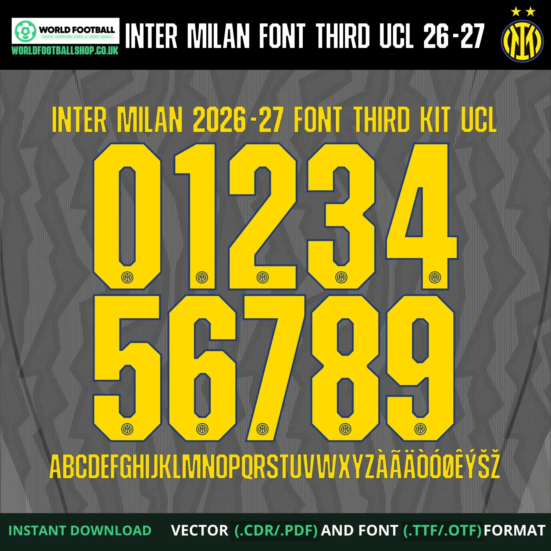 Inter Milan 2026-27 Football Font Vector Third UCL