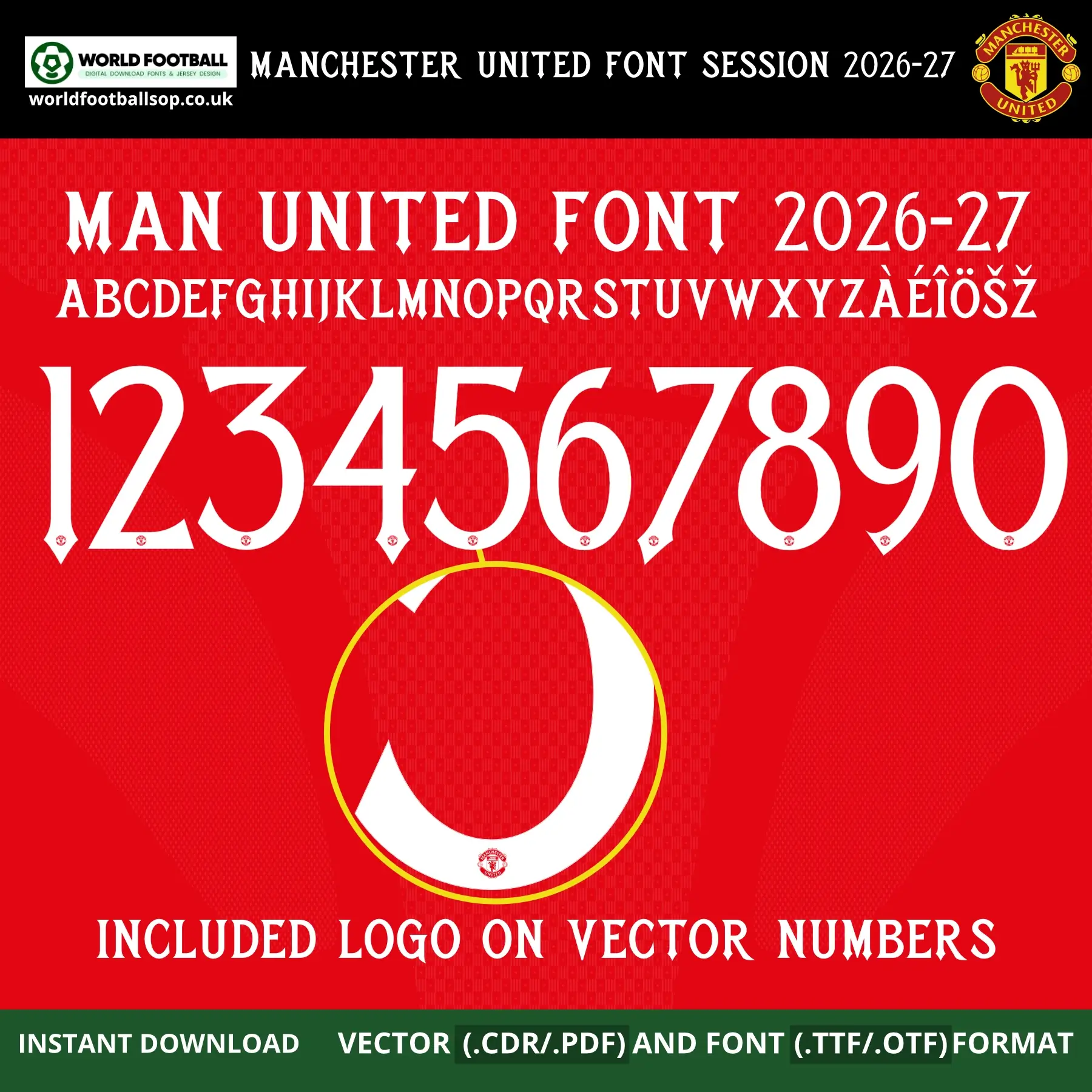 Manchester United Font 2026-27 UCL & FA Cup | TTF, OTF & Vector (CDR, PDF)