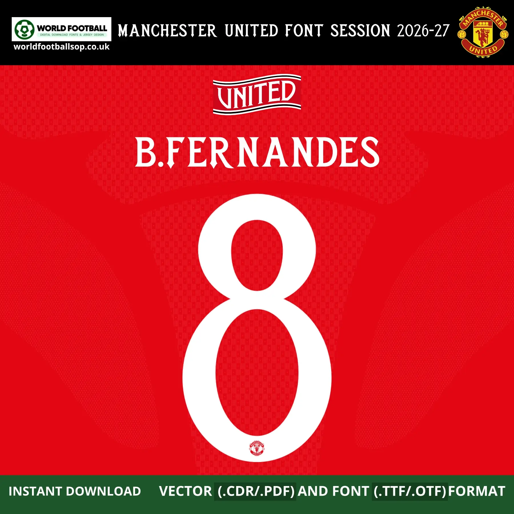 Manchester United Font 2026-27 UCL & FA Cup | TTF, OTF & Vector (CDR, PDF)