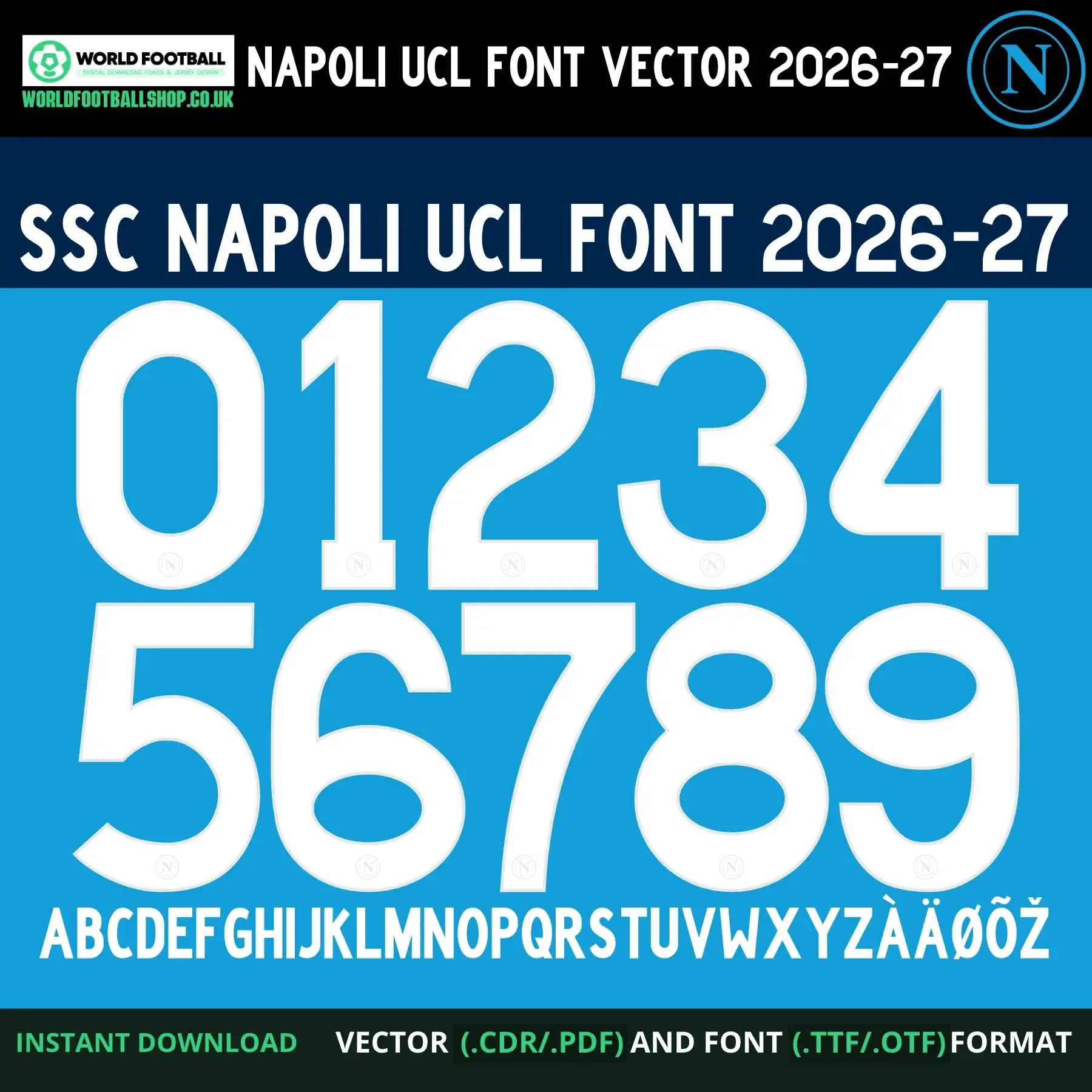 SSC Napoli 2026-27 Football Font Vector UCL