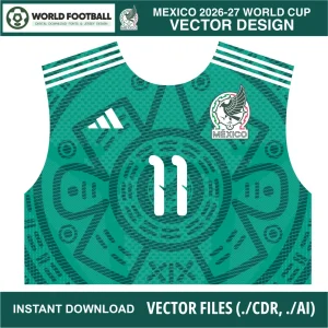 Mexico 2026 jersey vector front Aztec design AI CDR