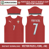 Portugal 2026 World Cup home kit vector design with Puma wave pattern for sublimation printing