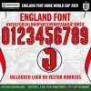 England Font Home World Cup 2026 detail 5 with England logo red on white Three Lions 2026 home kit font vector – Three Lions 2026 white jersey font