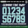 Germany Font Away World Cup 2026 vector numbers 0-9 mint on navy full A-Z alphabet DFB 2026 away kit font – DFB 2026 away kit font