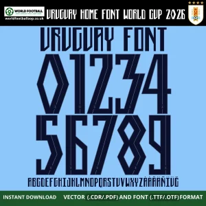 Uruguay Font Home World Cup 2026 vector numbers 0-9 black on blue full A-Z alphabet La Celeste 2026 home kit font – La Celeste 2026 home kit font