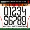 Netherlands Away Font World Cup 2026 - bold black numbers 0-9 and full alphabet on white Oranje away background vector CDR PDF TTF OTF