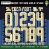 Sweden Away Font World Cup 2026 – bold cream numbers 0–9 and full alphabet on dark navy stripe background vector CDR PDF TTF OTF