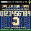 Sweden Away Font World Cup 2026 – full alphabet A–Z with Swedish accents, numbers 0–9 and SvFF logo on vector numbers dark navy kit