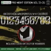PSG Night Edition Font UCL 2025-26 – full alphabet A–Z with accented chars, numbers 0–9 and PSG crest logo on vector numbers black gold kit